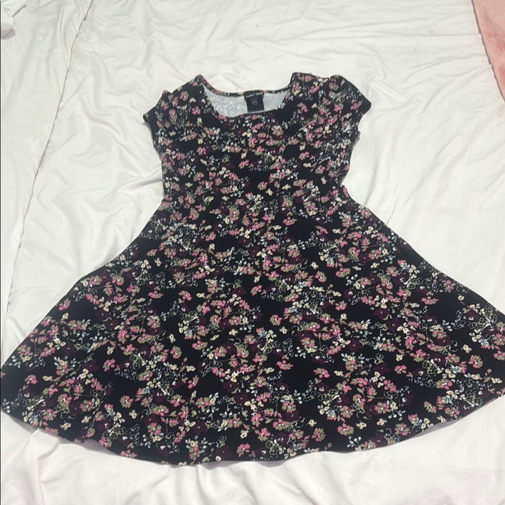 Floral Black and Pink Kids Dress